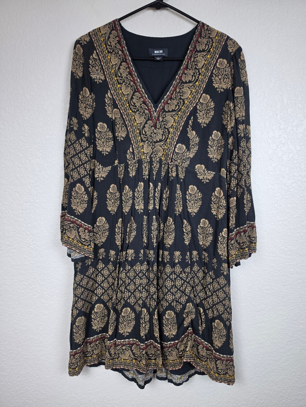 Anthropologie Maeve Embroidered Viscose Boho Dress XS